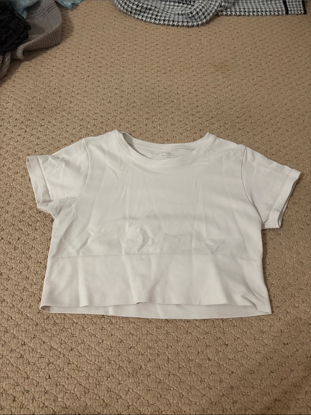 aerie White Cropped Ribbed Tee